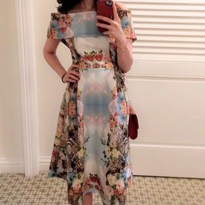 Floral off shoulder midi dresss
